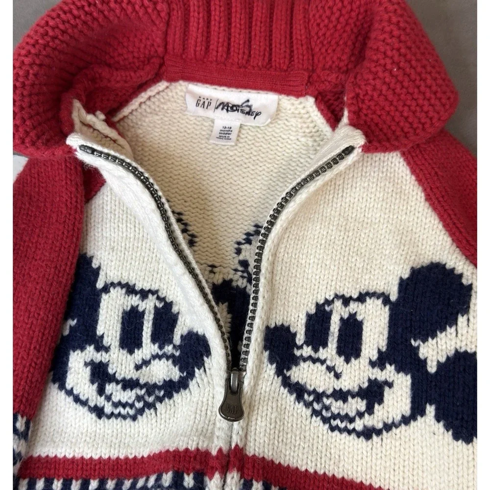Baby GAP Toddler Zip-Up Sweater 12–18M – Disney Mickey Knit Cardigan